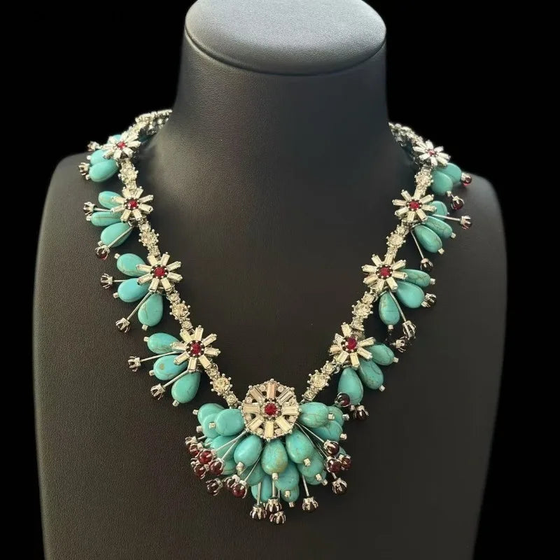 Nishizawa Turquoise Necklaces for Women Retro