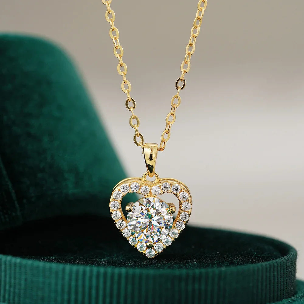 Luxury 100% Real 18k Gold  Women's Heart-shaped