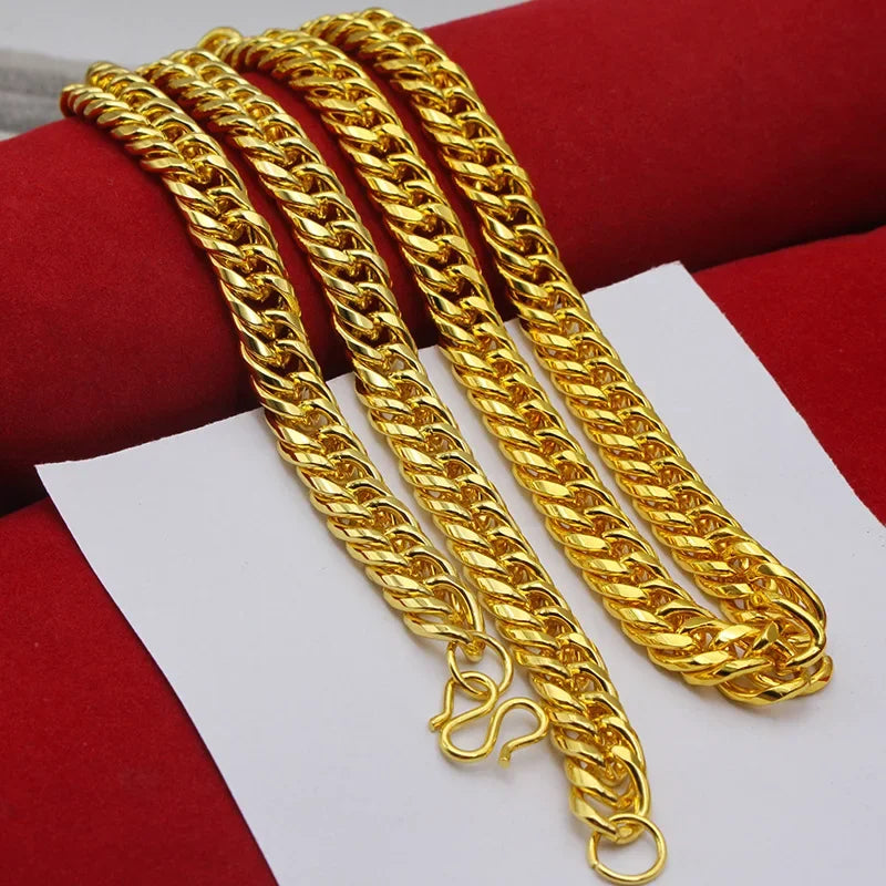 24K Solid Gold AU999 Men's Necklace 60cm, Heavy