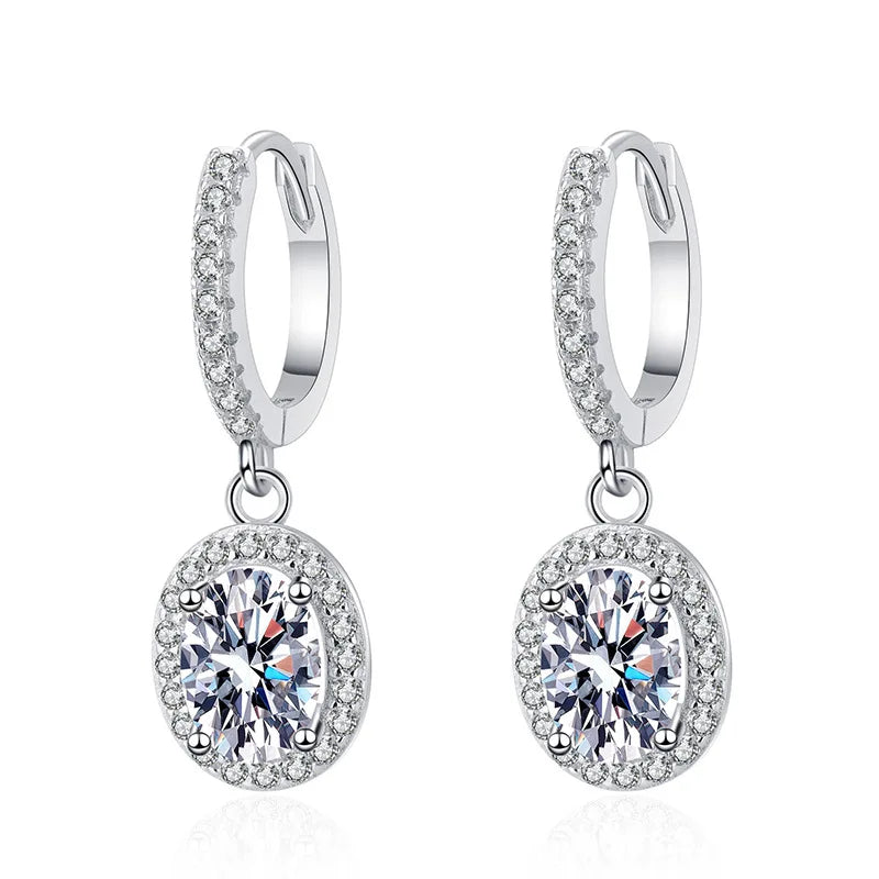1carat Waterdrop Moissanite Hoop Earrings for