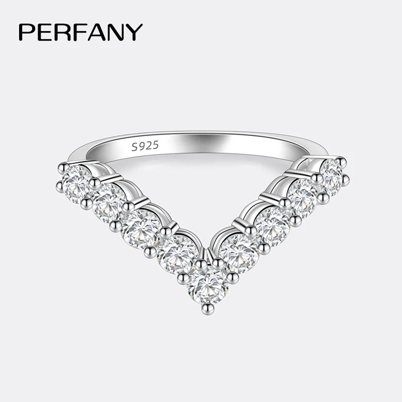 PERFANY 3mm All Moissanite Ring for Women S925 Pure