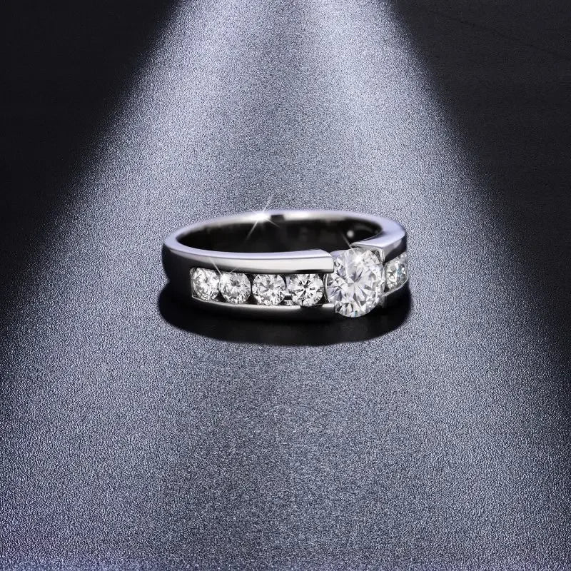 D Color Men Moissanite Ring s925 Silver Round Cut