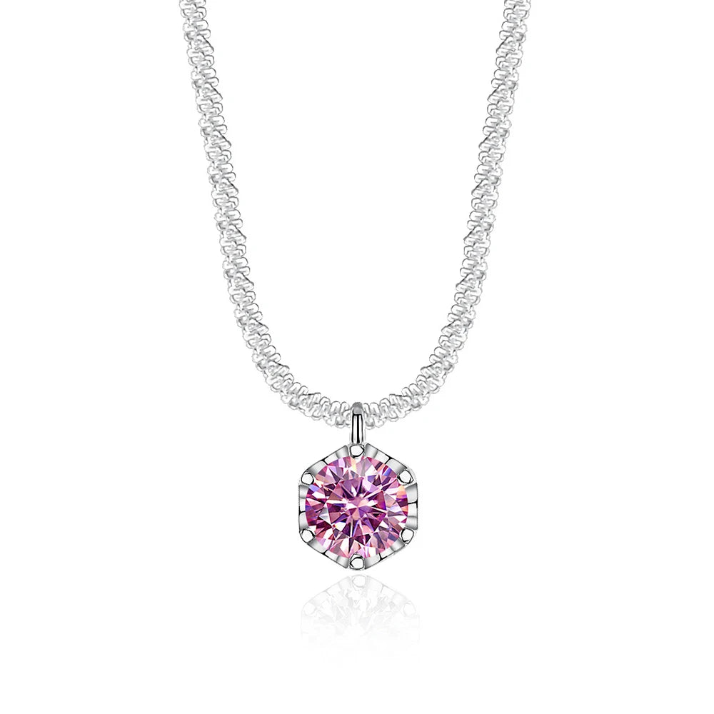 Luxury 1CT GRA Sparkling Moissanite Diamond White - pink / 40 plus 5cm / 1ct silver|China Mainland