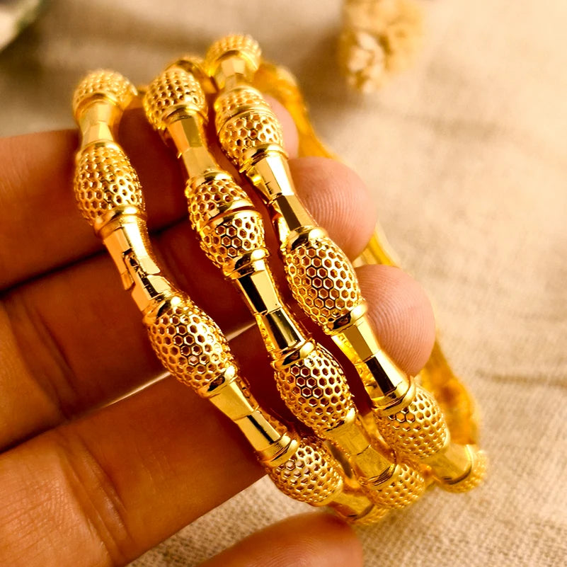 Bracelets Dubai Gold Color Bangles For Women Men Girls - 3cps 5 / 58-60mm / Gold