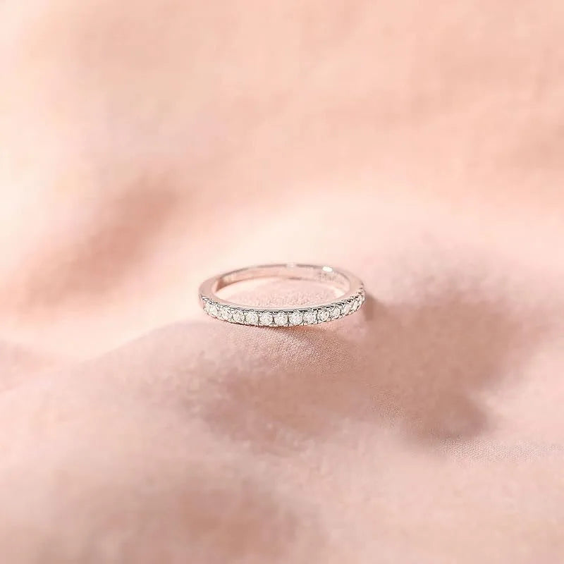 Lnngy Certified 2MM Moissanite Half Eternity Ring