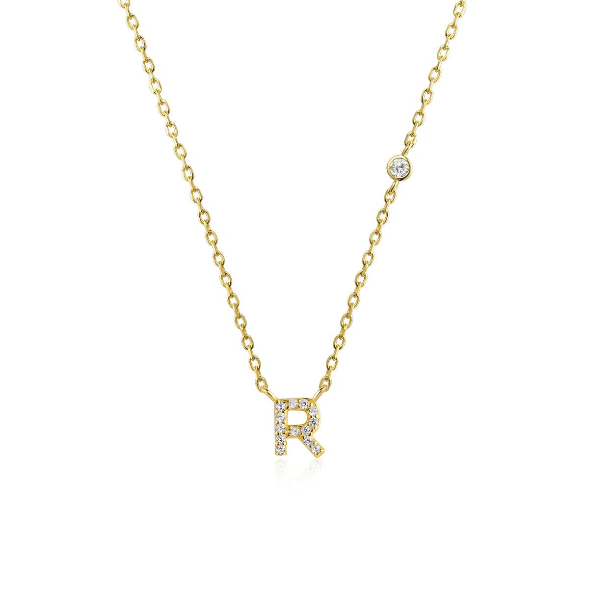 ANDYWEN 925 Sterling Silver Gold Small 26 Letters A- Z - Gold R