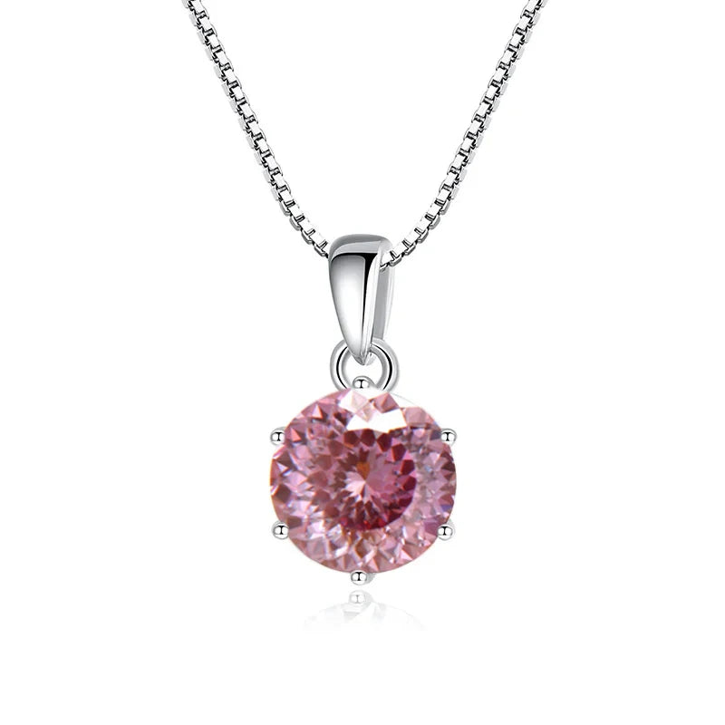 JoyceJelly 1 CT Real Moissanite Pendant Necklace For - silver 100 Cut Pink / 45cm / 1 ct