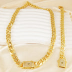Luxury Gold Plated Cuban Link Chain Jewelry Set