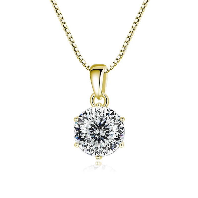 Butterflykiss 1 CT Real Moissanite Pendant Necklace - gold 100 Faceted / 45cm