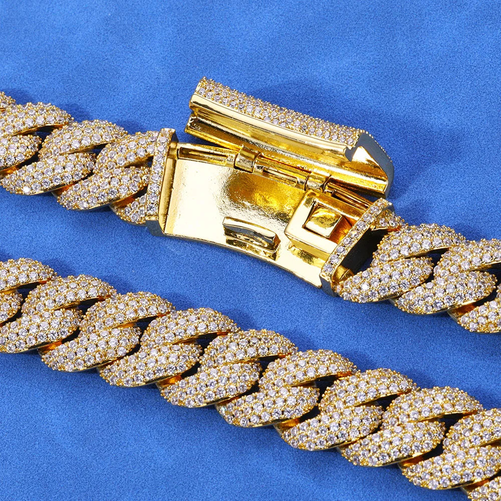 Hhiok Thick 18mm Wide Inlaid Zircon Iced Cuban