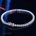 TY 3mm 4mm Moissanit Tennisarmband 925 Sterling