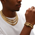 Hip Hop Bling Gold Cuban Link Chain Necklace For Men,