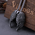 Stainless Steel Classic Angel Wings Necklace Men's