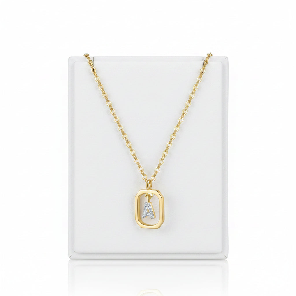 ANDYWEN 925 Sterling Silver Gold Inital Pendant Luxury
