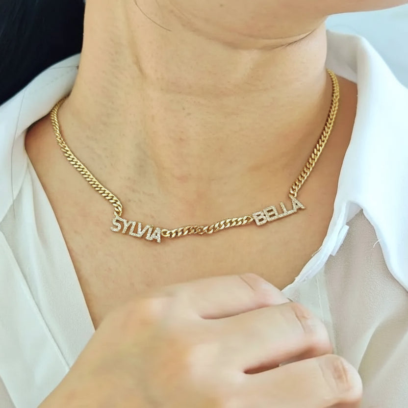 DOREMI 6MM/9MM Cz Names Necklace Jewelry Cuban Chain
