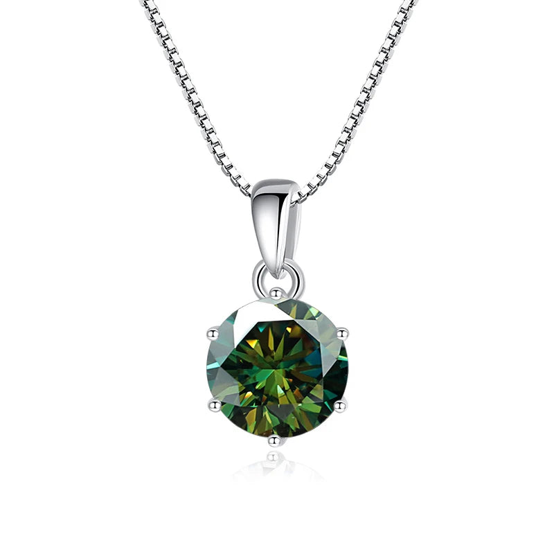 Butterflykiss 1 CT Real Moissanite Pendant Necklace - silver dark green / 45cm