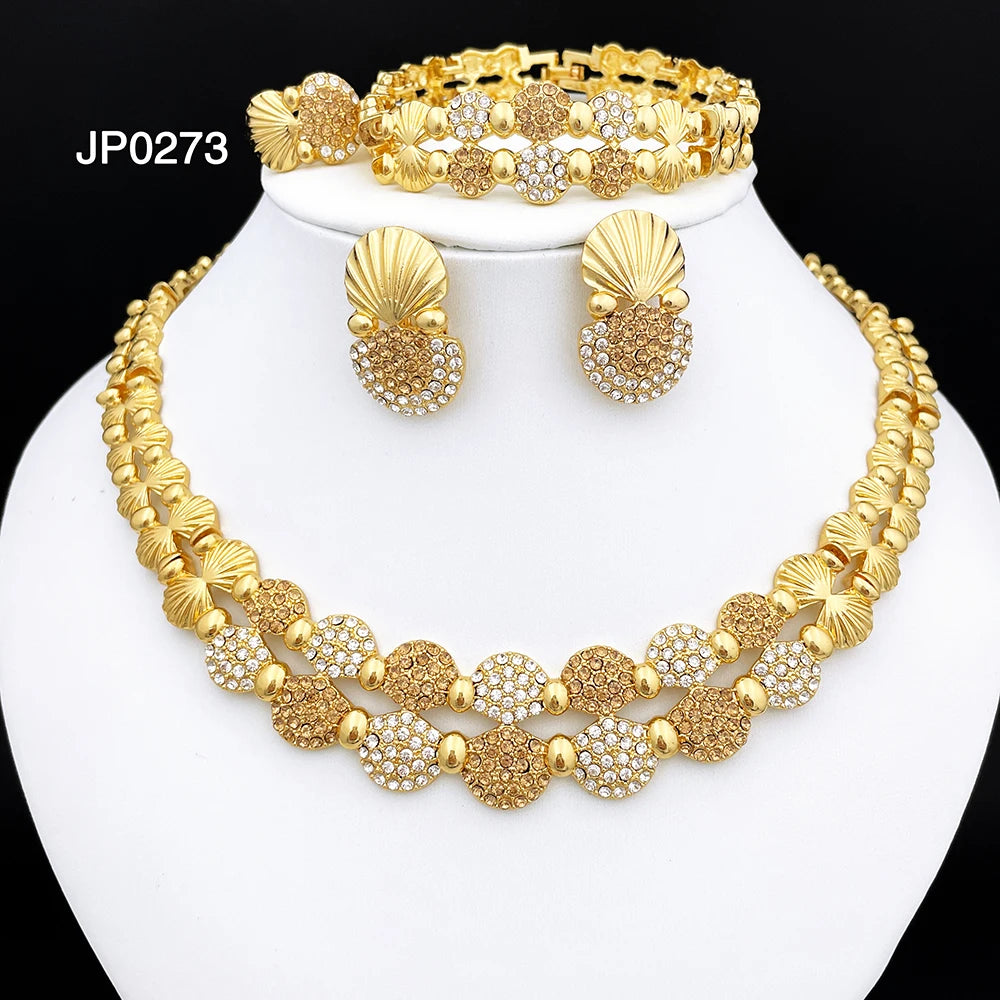 latest Italian Ladies Fine Jewelry Sets Gold Color - 2