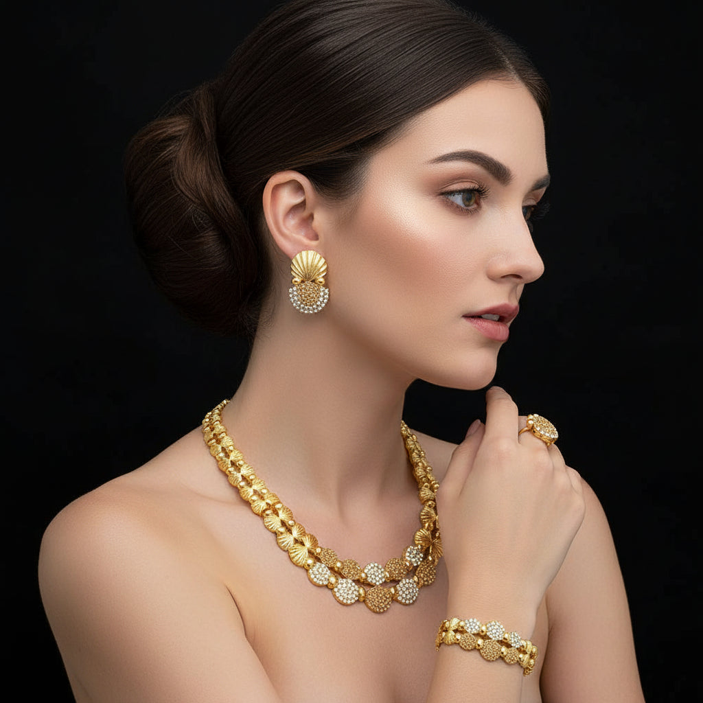 latest Italian Ladies Fine Jewelry Sets Gold Color