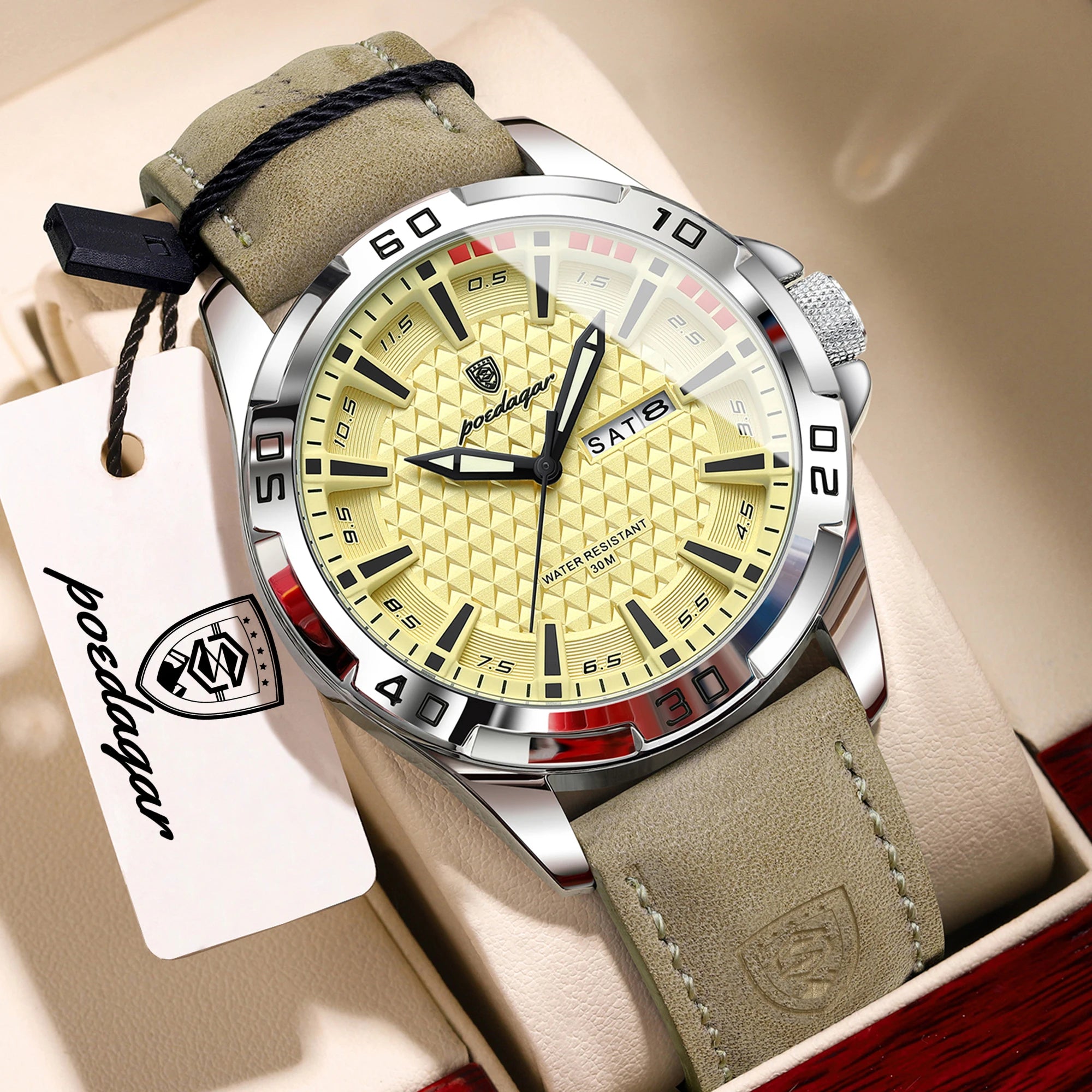 POEDAGAR Original Business Man Wristwatch Waterproof