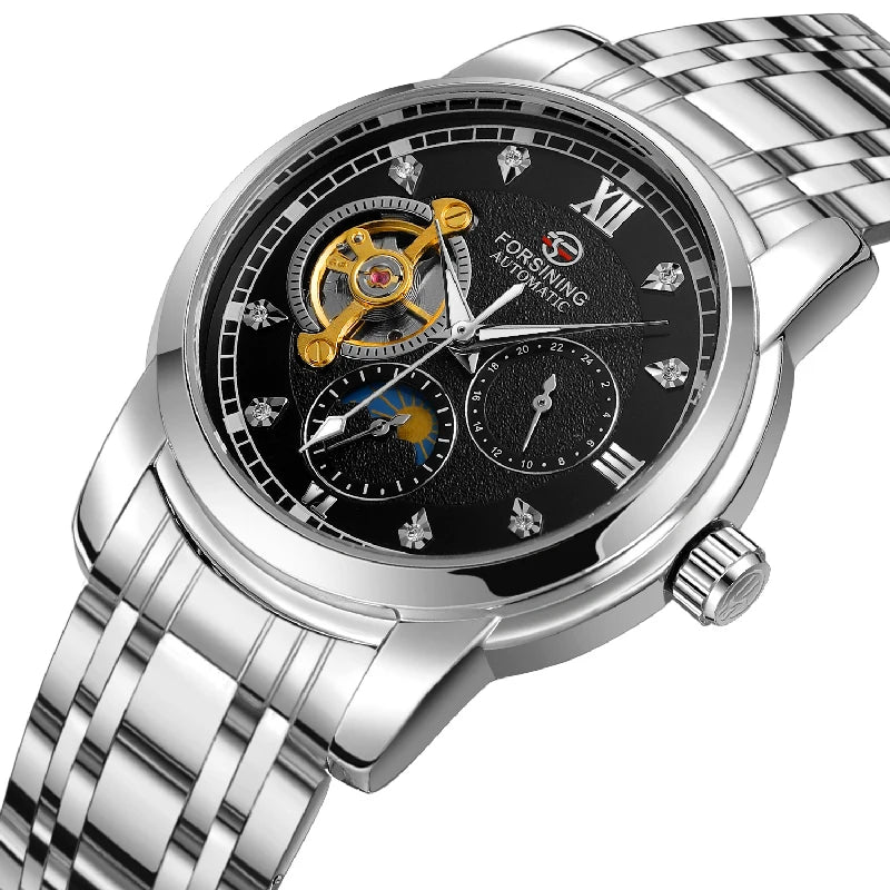 Forsining Tourbillon Automatic Men Watch 24h AM