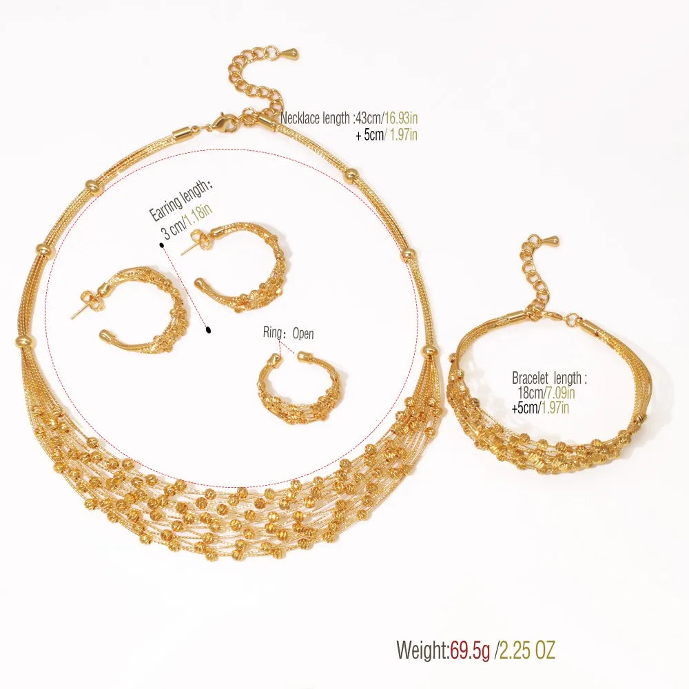 GZJPEI Handmade Women Jewelry Set Multi-layer 18K Gold