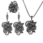 Ajojewel Rose Fleur en Strass Cristal Noir