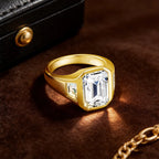 3 Karat Smaragdgeschliffene Moissanit-Ringe für Herren und Damen D