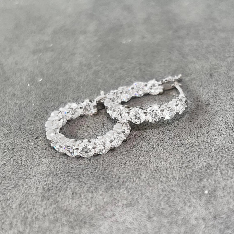 Lnkry Sparkling Full Moissanite Earring 14k - silver color