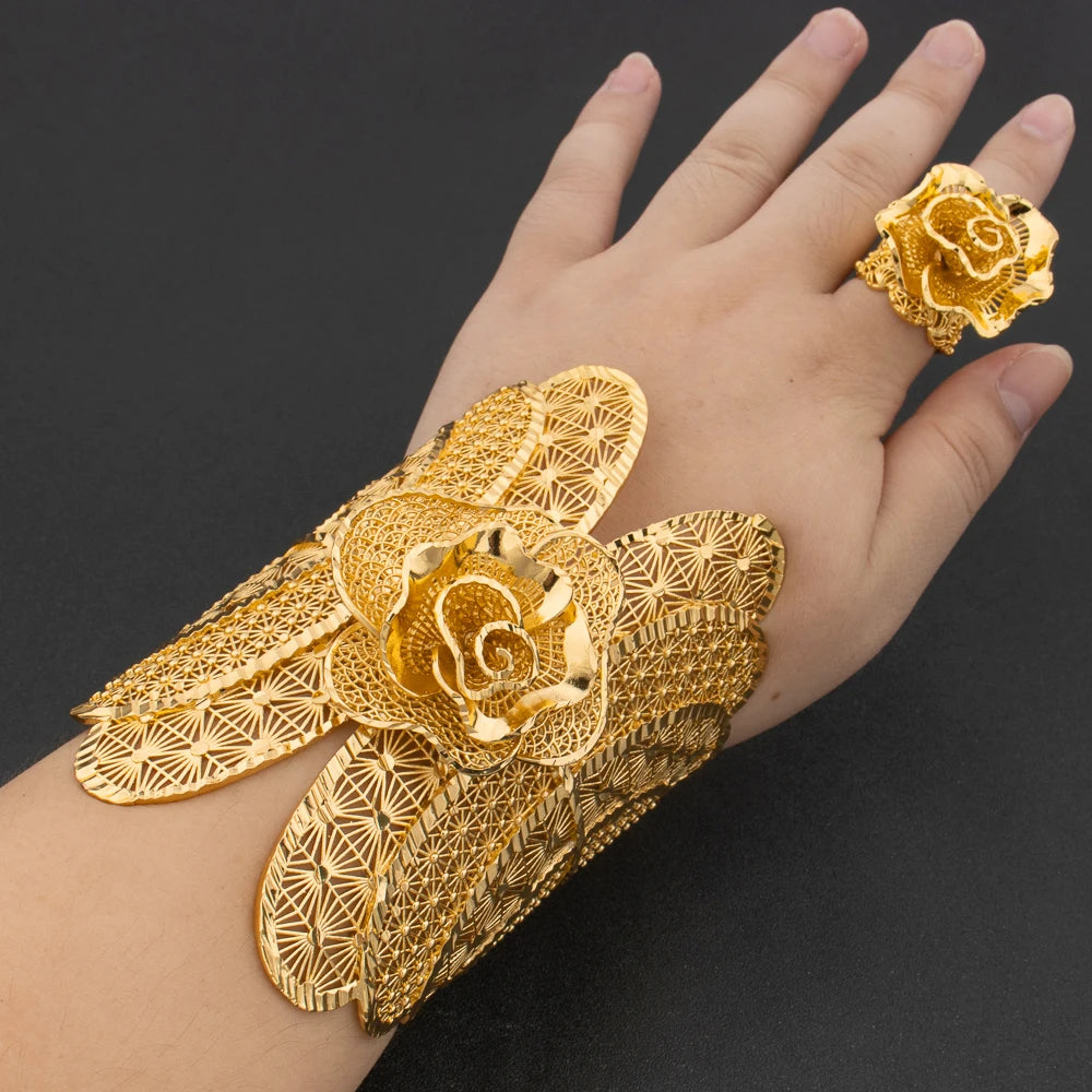 Arab Luxury 18K Gold Plated Jewelry Set Women.