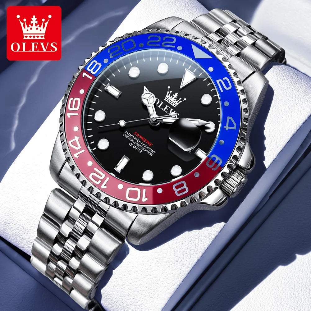 OLEVS Top Men's Watches Original Stainless Steel Date