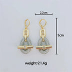 18k Gold Plated Stud Chain Nekelace Earrings Pave