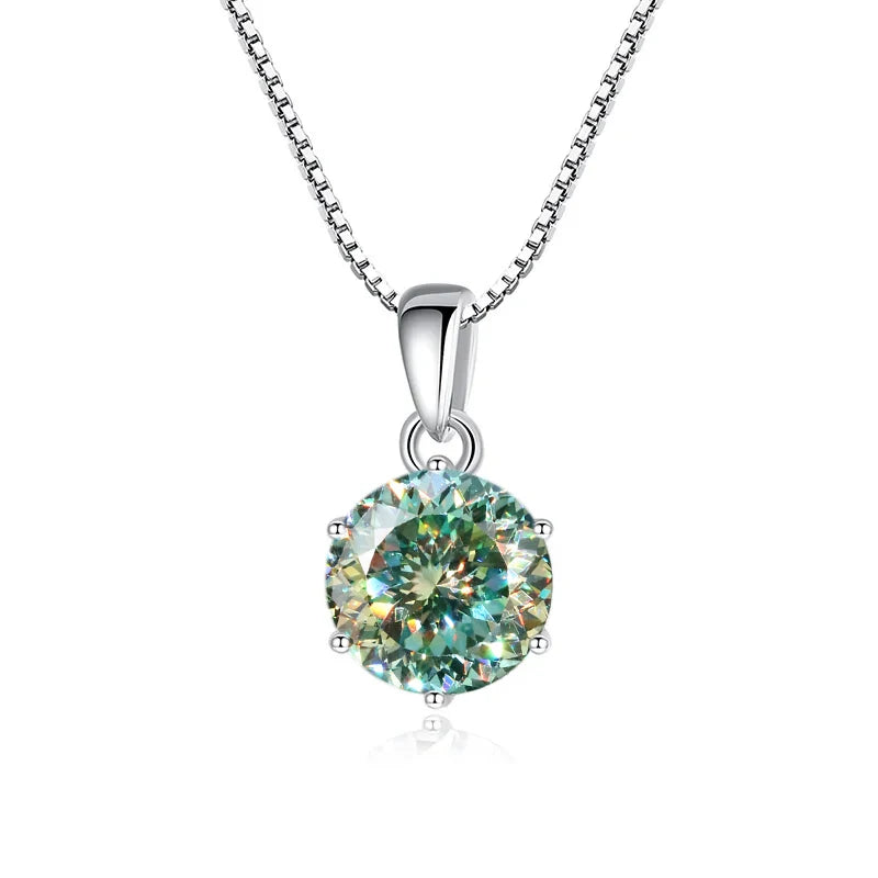 JoyceJelly 1 CT Real Moissanite Pendant Necklace For - silver 100 Cut Green / 45cm / 1 ct