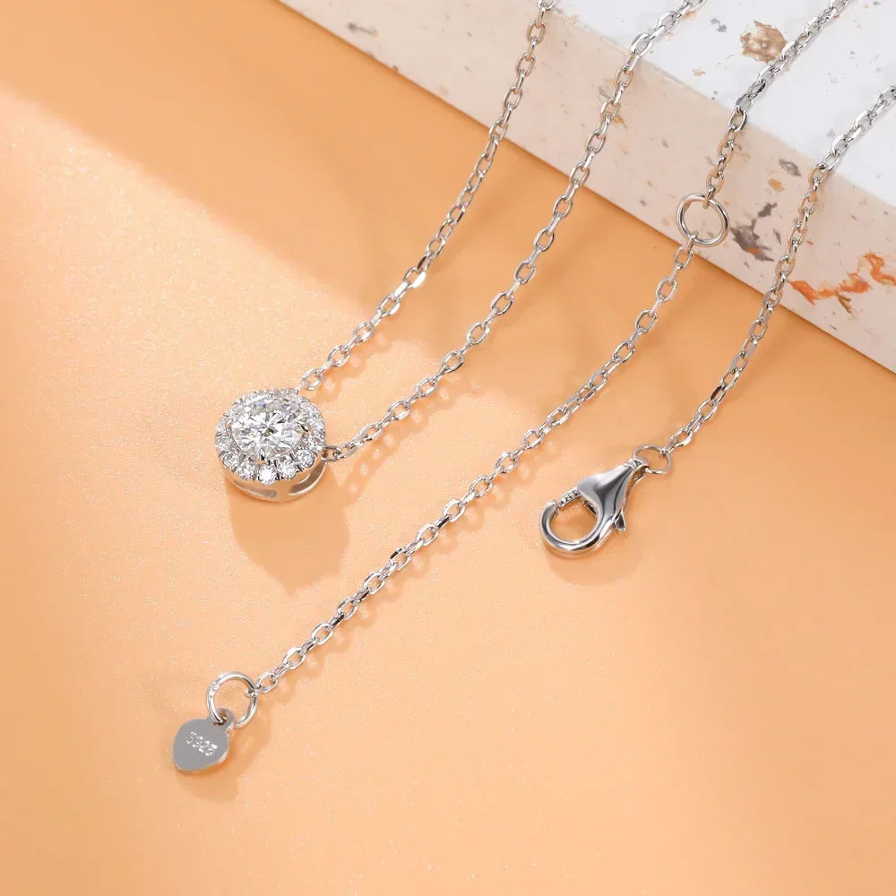 M-JAJA Moissanite Necklace 0.5ct/1ct D Color Round