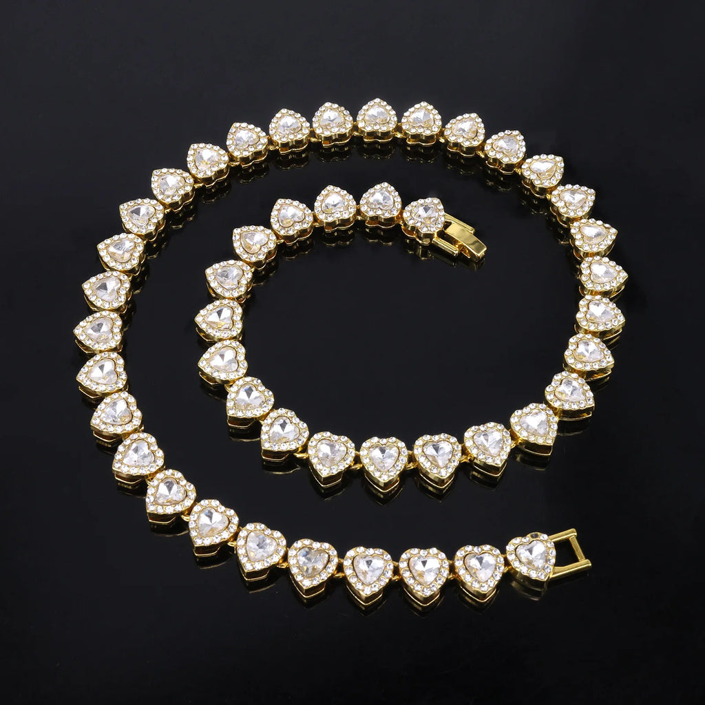 45CM Hip Hop Tennis Necklace Bracelet Set