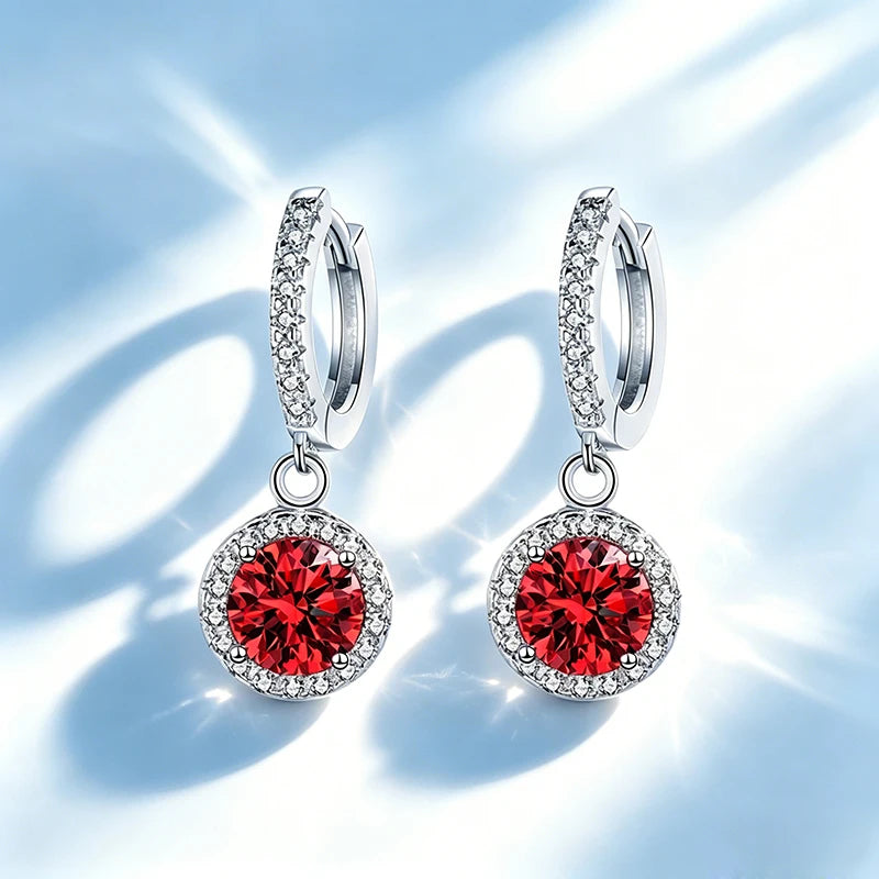 0.5-1 Carat Moissanite Earrings for Women S925 - YBEH Red 2pcs / A-Moissanite 0.5ct, YBEH Red 2pcs / A-Moissanite 1.0ct