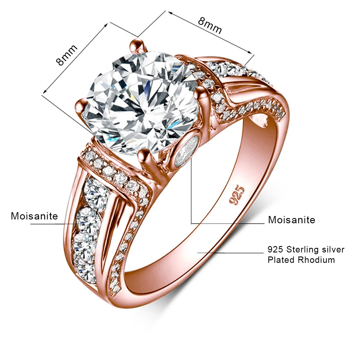 Certified D Color VVS1 2ct Moissanite Diamond Ring - 925 Sterling Silver / All moissanites / 9, 925 Sterling Silver / All moissanites / 10, 925 Sterling Silver / All moissanites / 11, 925 Sterling Silver / All moissanites / 12, 925 Sterling Silver / All moissanites / 5, 925 Sterling Silver / All moissanites / 6, 925 Sterling Silver / All moissanites / 7, 925 Sterling Silver / All moissanites / 8, 925 Sterling Silver / All moissanites / 13
