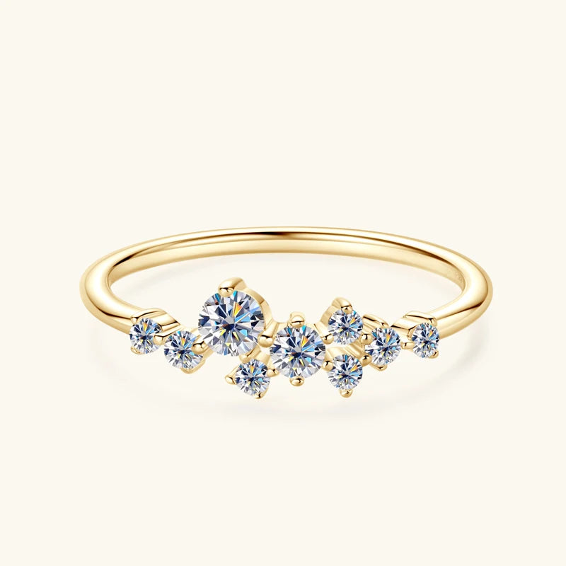 Anziw Real S925 Ring Cluster Moissanite Sterling - A Ring-Yellow / 9, A Ring-Yellow / 8, A Ring-Yellow / 7, A Ring-Yellow / 6, A Ring-Yellow / 5