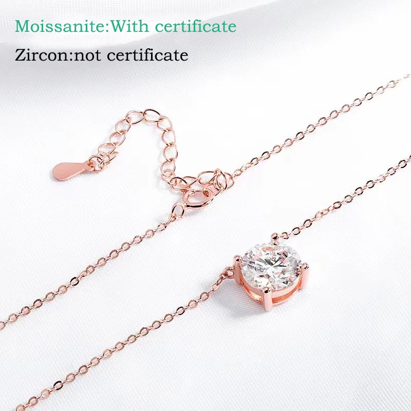 Smyoue 1-5CT Rose Gold Color Moissanite Necklace