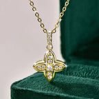 Lnngy Luxury Shiny Four-Leaf Flower Pendant Necklace
