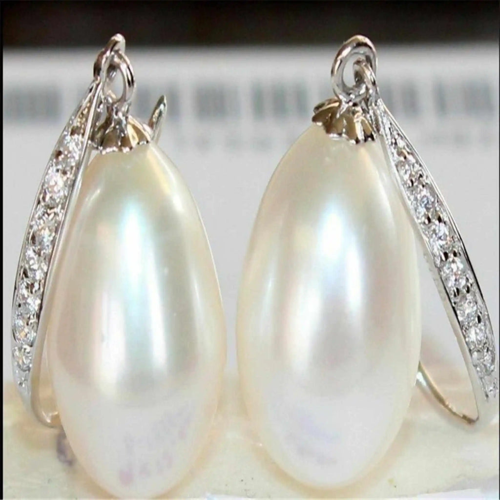 Natural a pair 12-13mm south sea white baroque pearl - Default Title
