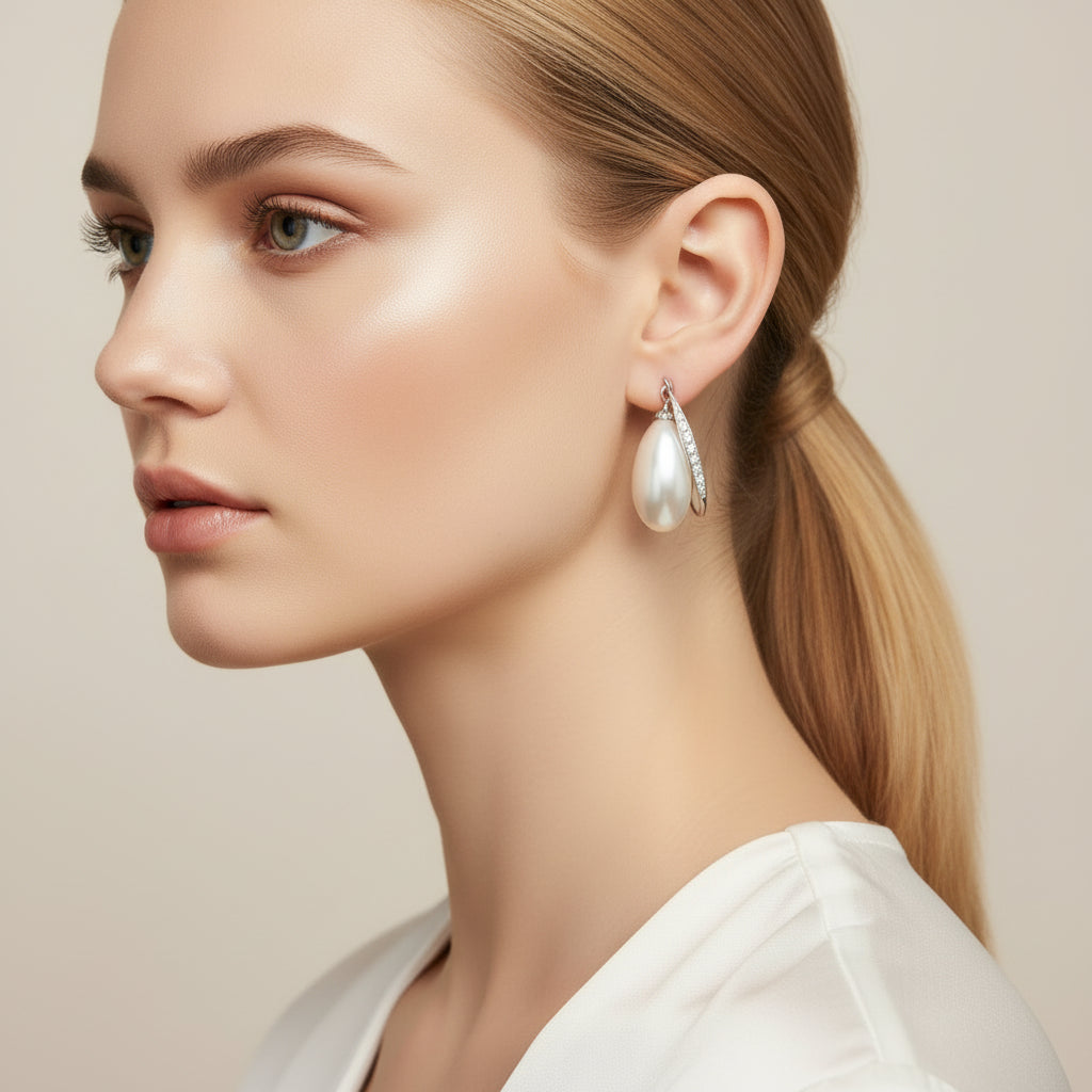 Natural a pair 12-13mm south sea white baroque pearl