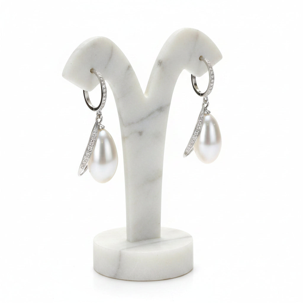 Natural a pair 12-13mm south sea white baroque pearl