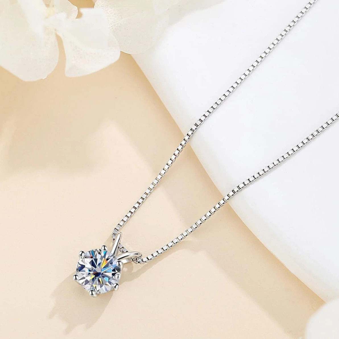 1.0ct-5ct Moissanite Pendant Necklace With Certificate