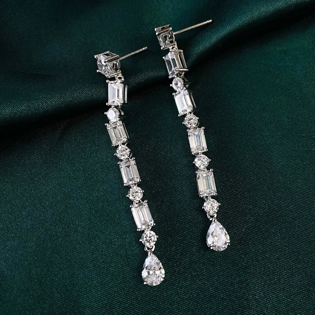 Cosya 6.8CT Full Moissanite Long Drop Earrings.