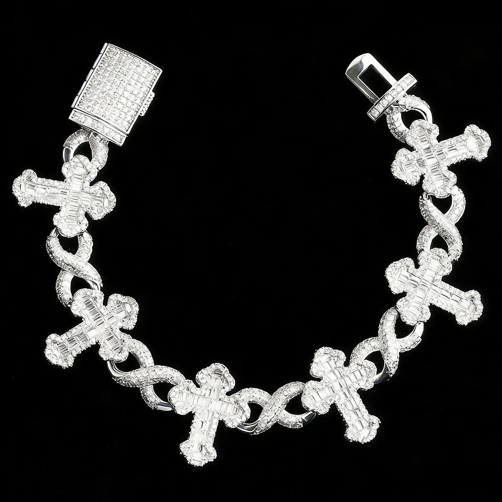 Aokaishen Iced Out Infinity Baguette Cross Link
