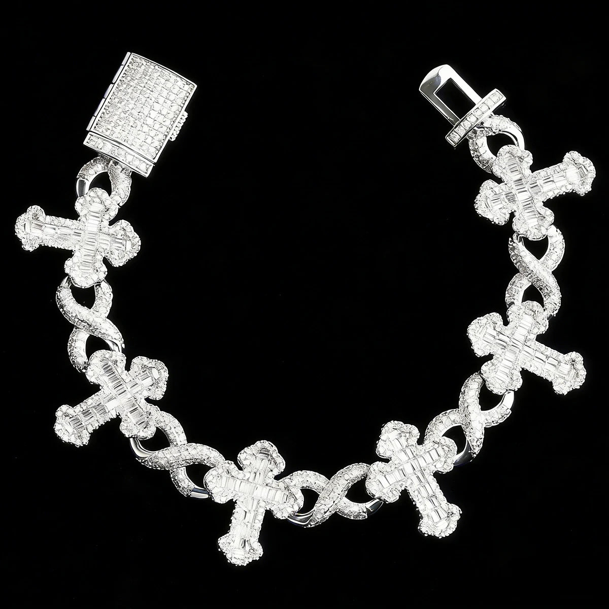 Aokaishen Iced Out Infinity Baguette Cross Link