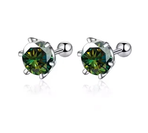 TY 0.3-2CT Moissanite Earrings 925 Sterling Silver - darkgreen / 1ct 6.5mm / China Mainland, darkgreen / 0.8ct 6mm / China Mainland, darkgreen / 2ct 8mm / China Mainland, darkgreen / 0.2ct 3.5mm / China Mainland, darkgreen / 0.5ct 5mm / China Mainland, darkgreen / 0.3ct 4mm / China Mainland