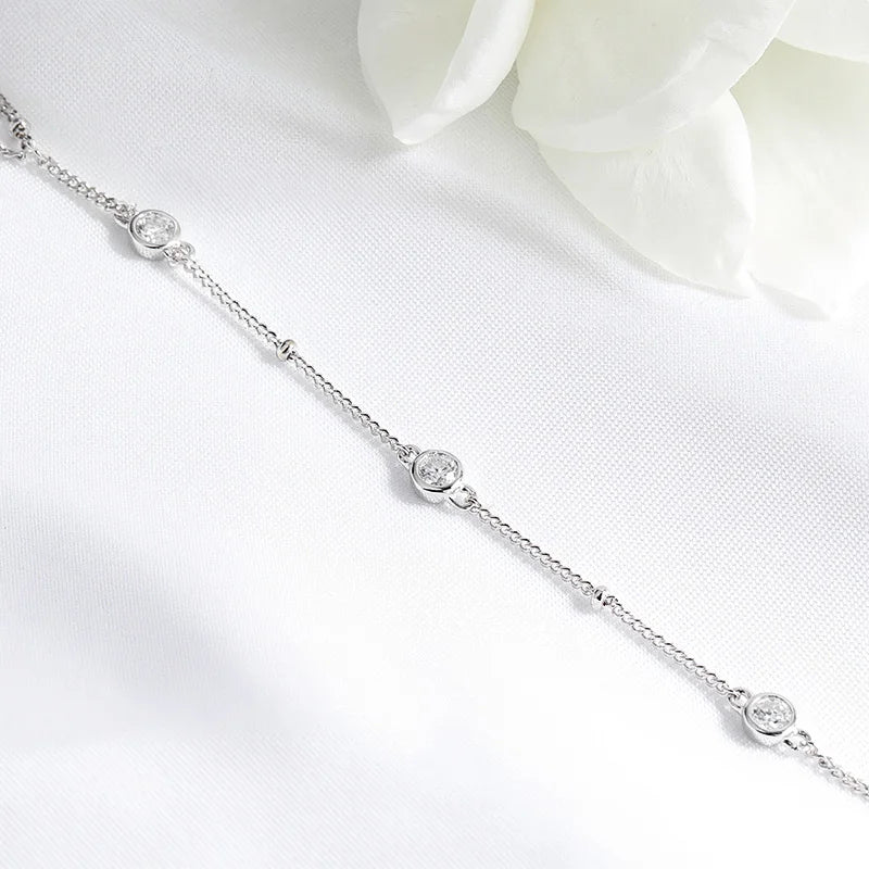 Smyoue 3MM Moissanite Bracelets for Women 14-21cm