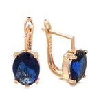 Real 14K Gold Sapphire Earrings for Women Gift