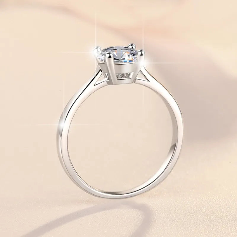 Classic 4-Prongs 925 Silver Moissanite Rings For